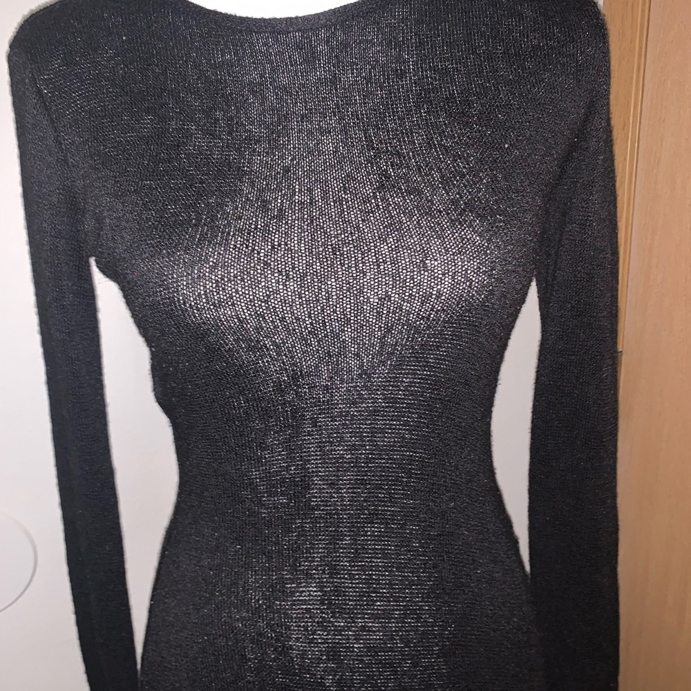 Chic see through Black Long Sleeve Dress